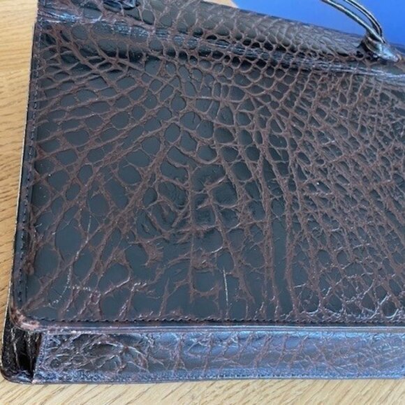 Vtg. 1950’s Hudson's Bay Co. LEATHER + SUEDE HANDBAG Embossed Croc/Gator/Snake - Picture 16 of 16